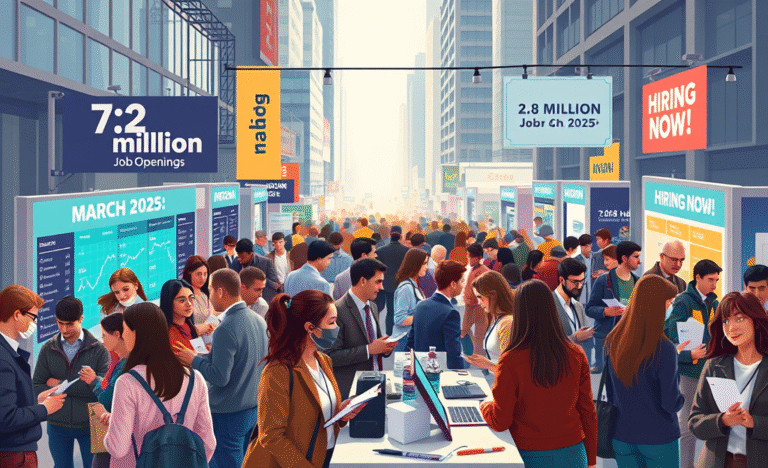 Infographic showing statistics about job openings and hiring trends based on BLS JOLTS survey.