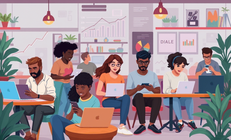 Illustration representing the growth of the gig economy in Latin America and the Caribbean, highlighting the ILO's key data on platform work.