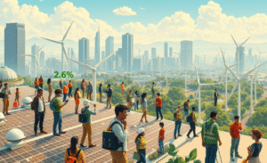 A visualization depicting growth in AI and clean energy employment opportunities.