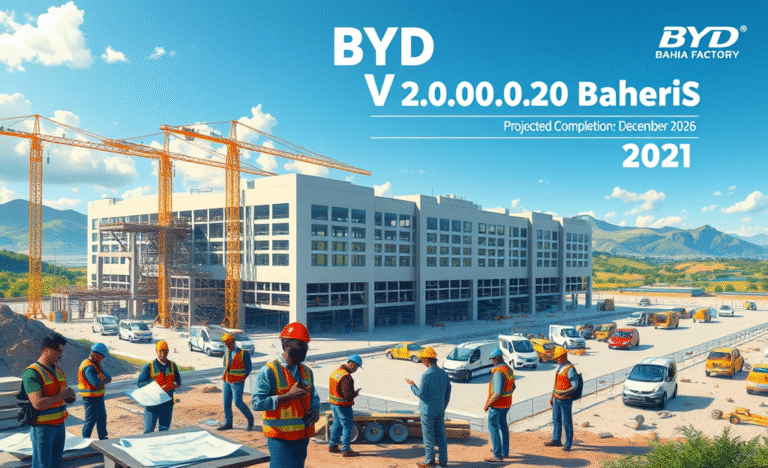 Workers at BYD's Bahia factory, projected to create thousands of jobs.
